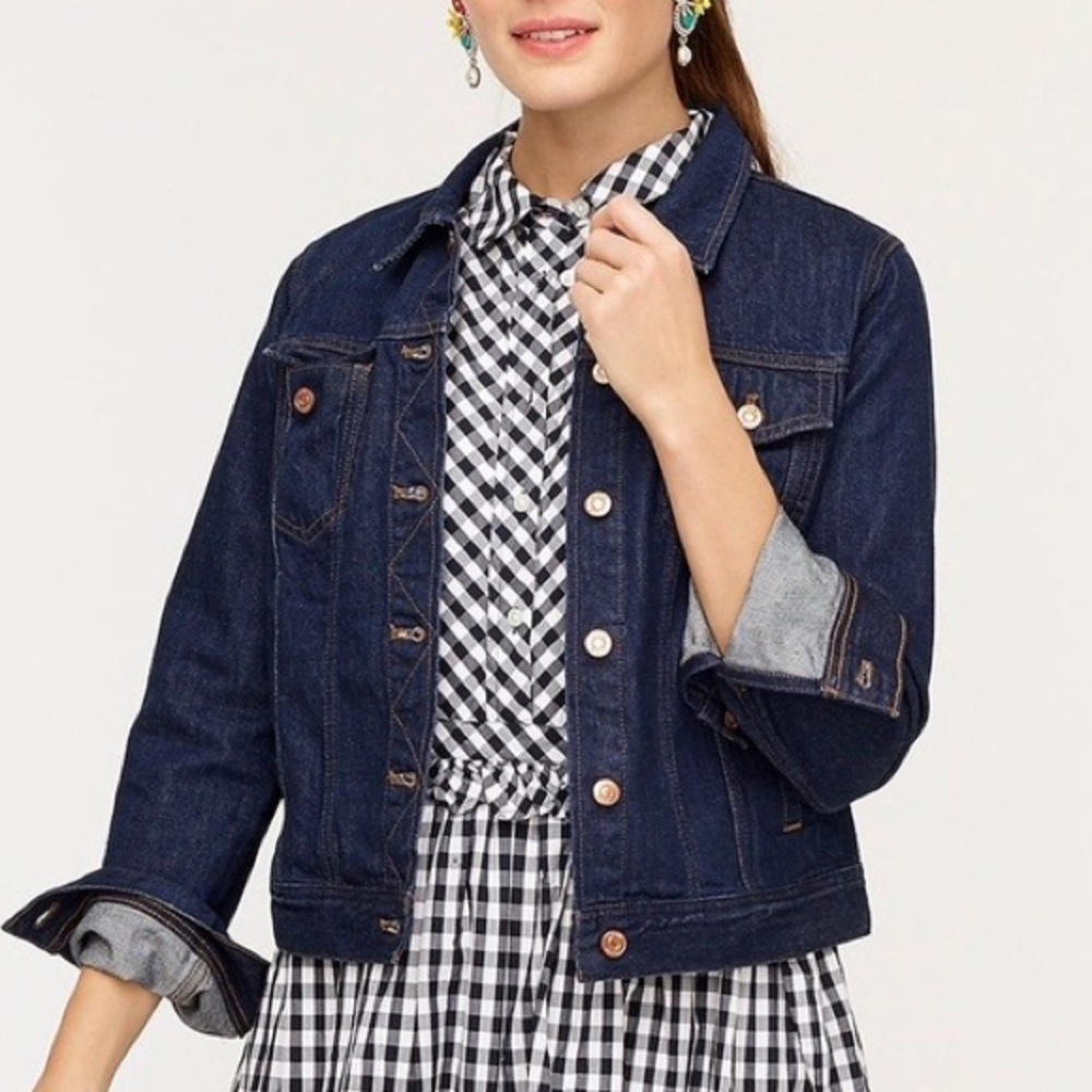 J. Crew Dark Wash Cropped Denim Jacket